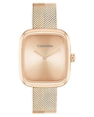 Calvin Klein Reloj pulsera de malla cuadrada esculpida - Blanco