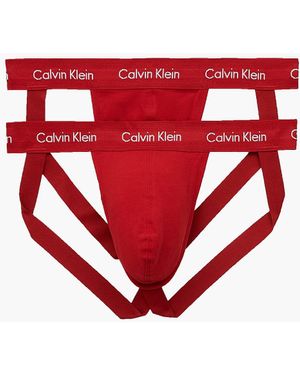 Calvin Klein 2 Pack Jock Straps - Cotton Stretch - Red