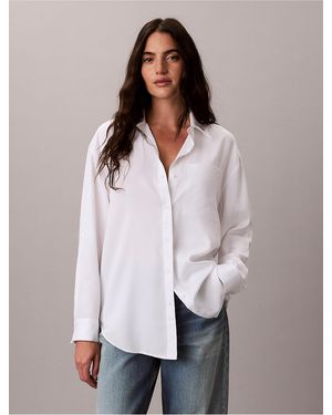 Calvin Klein Lyocell Roll Tab Button-Down Shirt - Pink