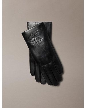 Calvin Klein Soft Nappa Leather Touchscreen Gloves - Black