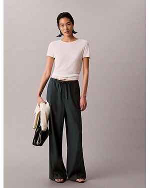 Calvin Klein Jeans Linen Blend Wide Leg Trousers - Multicolour