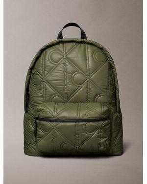 Calvin Klein Puffer Monogram Logo Backpack - Green