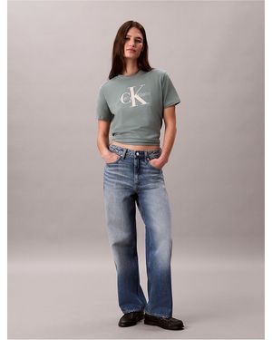 Calvin Klein Calvin Klein Rhinestone Monologo Classic Tee - Blue