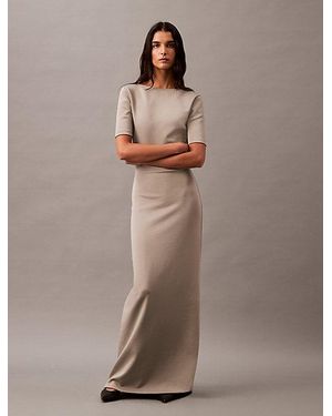 Calvin Klein Glanzende Jersey Maxi-jurk Met Blote Rug - Bruin