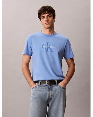 Calvin Klein Jeans Washed Cotton Monogram T-Shirt - Blue