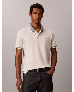 Calvin Klein Liquid Touch Tipping Stripe Polo Shirt - Natural