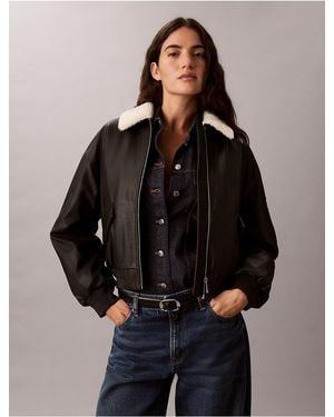 Calvin Klein Calvin Klein Sherpa Collar Padded Bomber Jacket - Black