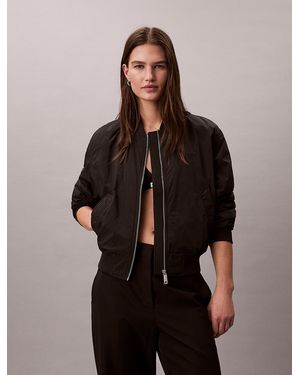 Calvin Klein Lightly Padded Nylon Bomber Jacket - Brown