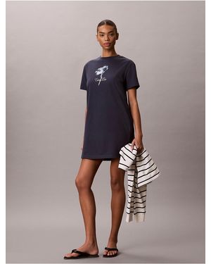 Calvin Klein Calvin Klein Floral Graphic Mini T-Shirt Dress - Blue