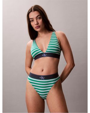 Calvin Klein Graphic Monogram Microfiber Stretch High Waist Bikini - Green