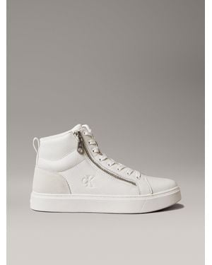 Calvin Klein Sneaker A Collo Alto Con Zip - Neutro