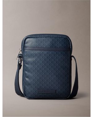 Calvin Klein Allover Emblem Logo Reporter Bag - Blue