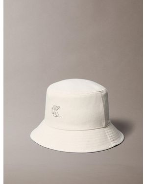 Calvin Klein Canvas Signature Logo Bucket Hat - Natural