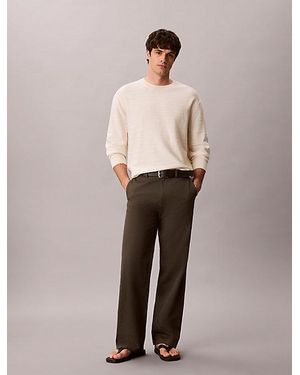 Calvin Klein Relaxed Cotton Dobby Trousers - Grey