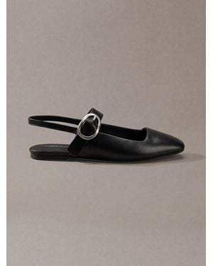Calvin Klein Leather Slingback Ballerinas - Black
