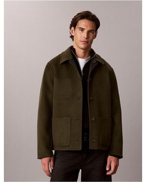 Calvin Klein Double-Faced Wool Blend Reversible Chore Jacket - Brown