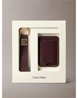 Calvin Klein Monogram Logo Key Fob And Card Holder - Multicolor
