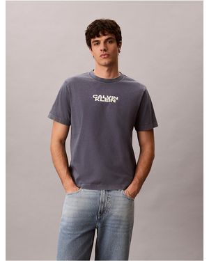 Calvin Klein Calvin Klein Washed Compact Logo Graphic Classic T-Shirt - Blue