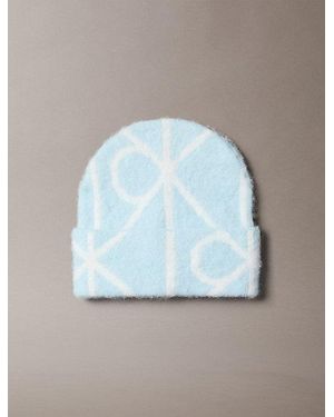 Calvin Klein Warm Wool Blend Logo Beanie - Blue