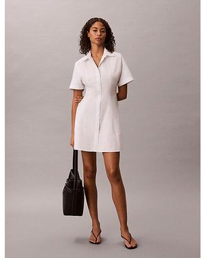 Calvin Klein Jeans Cotton Poplin Mini Shirt Dress - Pink