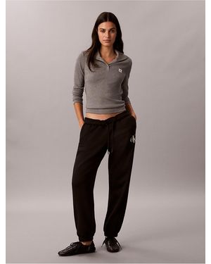 Calvin Klein Calvin Klein Rhinestone Monologo Fleece Sweatpants - Black