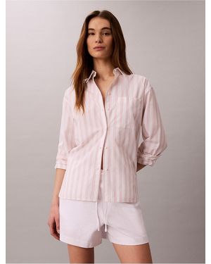 Calvin Klein Calvin Klein Cotton Poplin Relaxed Button-Down Shirt - Pink