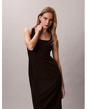 Calvin Klein Stretch Crepe Scoop Neck Dress - Black