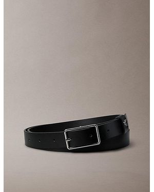 Calvin Klein Leather Monogram Hardware Belt - Grey