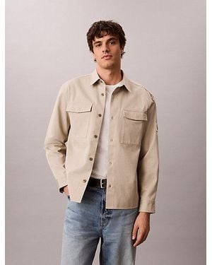 Calvin Klein Utility Overshirt Van Twillkatoen - Naturel