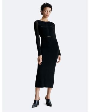 Calvin Klein Sheer Cut Out Back Maxi Dress - Black