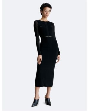Calvin Klein Sheer Cut Out Back Maxi Dress - Black
