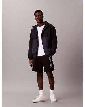 Calvin Klein Embroidered Cotton Terry Shorts - Black