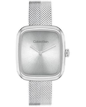 Calvin Klein Reloj pulsera de malla cuadrada esculpida - Blanco