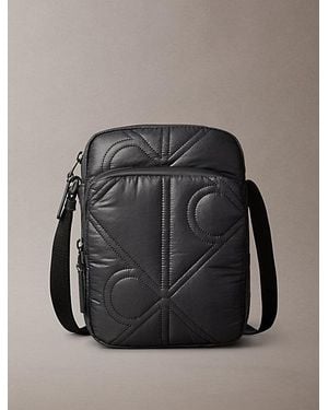 Calvin Klein Puffer Monogram Logo Reporter Bag - Black
