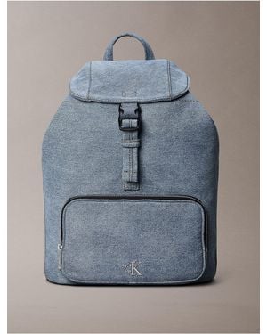 Calvin Klein Logo Denim Mini Flap Backpack - Blue