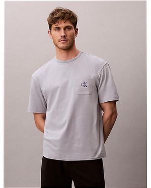 Calvin Klein Pyjama T-Shirt Icon Cotton Stretch Monologo - Purple