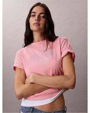 Calvin Klein Calvin Klein Arch Logo Graphic Boxy T-Shirt - Pink