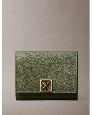 Calvin Klein Full-Grain Leather Rfid Trifold Wallet - Green