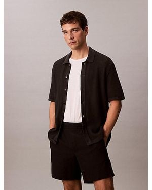 Calvin Klein Jeans Cotton Mesh Button Up Shirt - Black