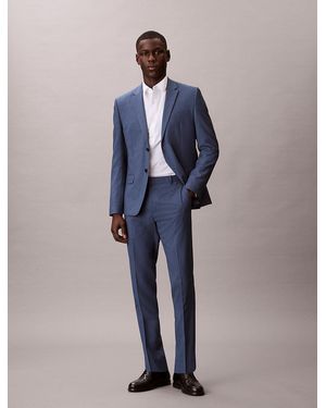 Calvin Klein Pantaloni Slim Pied De Poule - Blu