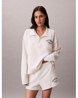 Calvin Klein Pyjamashort Met Logo Cotton Heritage - Naturel
