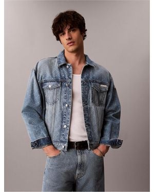 Calvin Klein Calvin Klein Emblem Logo 90S Trucker Jacket - Gray