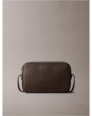 Calvin Klein Allover Emblem Logo Camera Bag - Brown