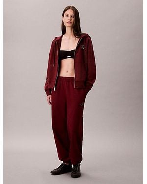 Calvin Klein Joggers de felpa de algodón con monograma - Rojo