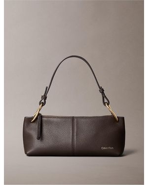 Calvin Klein Slouchy Leather Small Convertible Bag - Gray
