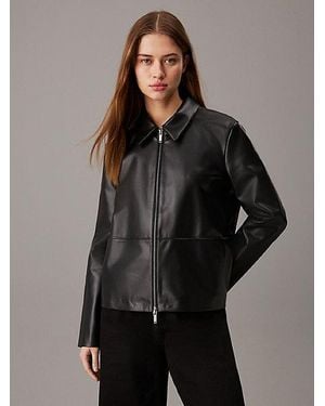 Calvin Klein Lässige Lederjacke - Grau