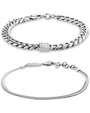 Calvin Klein Juego de pulsera de acero inoxidable de 2 piezas - Blanco