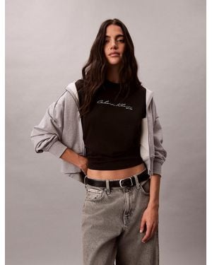 Calvin Klein Relaxed Script Logo T-Shirt - Brown