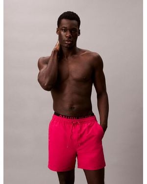 Calvin Klein Pantaloncini Da Bagno Corti Con Fascia - Rosso