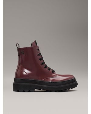 Calvin Klein Kids Lace-Up Boots With Zip - Brown